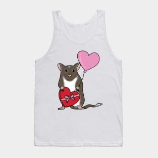 Cute brown gerbil with heart balloon and chocolates Tank Top